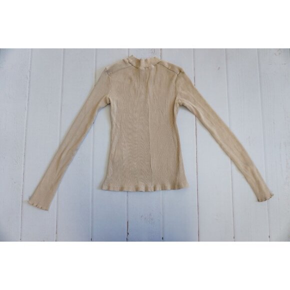 Zara Trafaluc Beige Turtleneck with Pearl Shoulder Embellishments, Size S - Picture 6 of 6